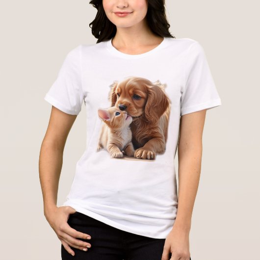 Kitten en Puppy Tri-Blend Shirt (Voorkant)