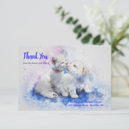 Kitten en Puppy Veterinary Dank u wel kaarten (Staand voorkant)