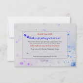 Kitten en Puppy Veterinary Dank u wel kaarten (Achterkant)