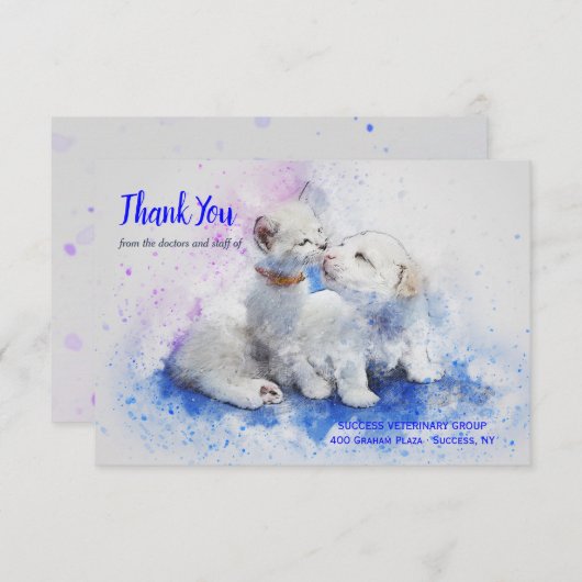 Kitten en Puppy Veterinary Dank u wel kaarten (Voorkant / Achterkant)