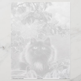 Kitten en Spiderweb Grijswaarden Kleurplaat