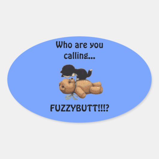 Kitten en Teddy Bear Cute Fun-Stickers Ovale Sticker (Voorkant)