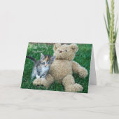 Kitten en Teddy Bear Friends Kaart (Voorkant)