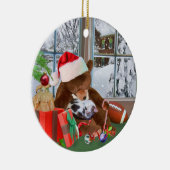 Kitten en Teddy Bear Kerstdroomversier Keramisch Ornament (Rechts)