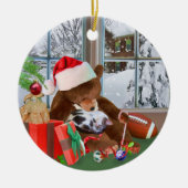 Kitten en Teddy Bear Kerstdroomversier Keramisch Ornament (Voorkant)