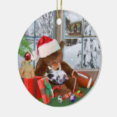 Kitten en Teddy Bear Kerstdroomversier Keramisch Ornament (Links)