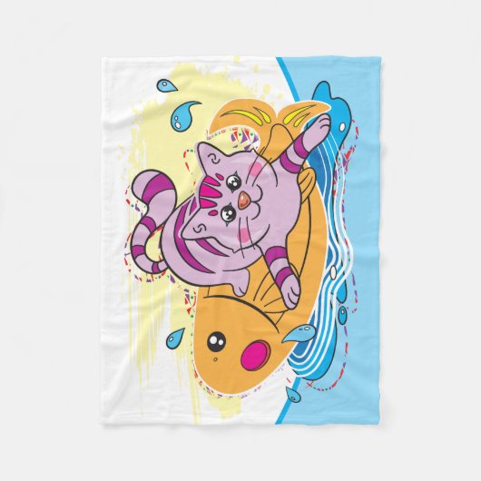 Kitten En Vis Fleece Deken (Voorkant)