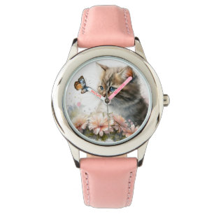 Kitten en vlinder horloge