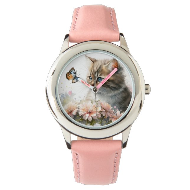 Kitten en vlinder horloge (Voorkant)