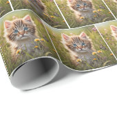 Kitten en vlinder in weide cadeaupapier (Rol Hoek)