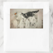 Kitten en vlinder rechthoekige sticker (Tas)