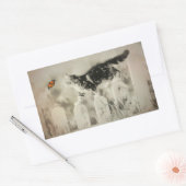 Kitten en vlinder rechthoekige sticker (Envelop)