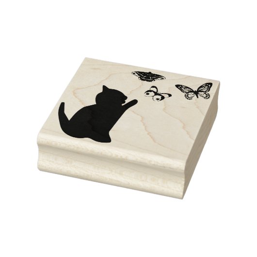 Kitten en vlinders rubberstempel (Stempel)