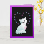 kitten en vlinders wenskaart kaart (Gele Bloem)