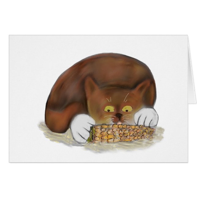 Kitten Enjoys Eating Corn op de Cob (Voorkant Horizontaal)