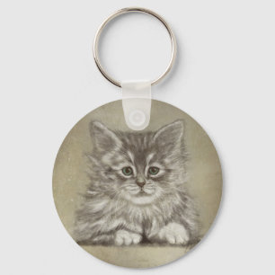 Kitten Face   Digitale verf met mooie kat Sleutelhanger