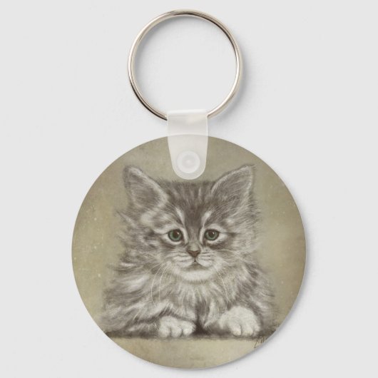 Kitten Face | Digitale verf met mooie kat Sleutelhanger (Voorkant)