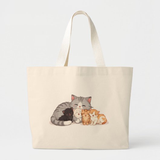 Kitten Family Cuddle Portrait - Tote Grote Tote Bag (Voorkant)