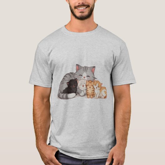 Kitten Family Snuggle T-shirt (Voorkant)