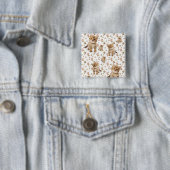 Kitten Floral Square Button (In situ)