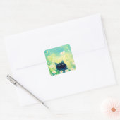 Kitten Flower Retreat Vierkante Sticker (Envelop)