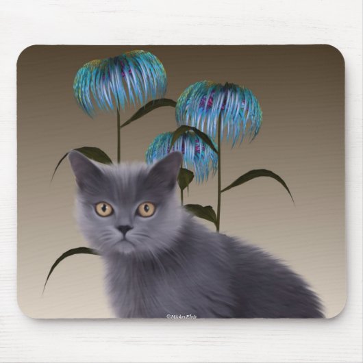 Kitten Flowers Mousepad Muismat (Voorkant)