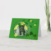 Kitten, Flowers, Shamrocks en Green Polka Dots Kaa Kaart (Voorkant)