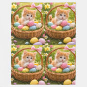 Kitten Foto Pasen Eieren Patroon Fleece Deken (Voorkant)