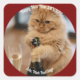 Kitten Foto Tekst Naam, Vervangen, Gepersonaliseer Vierkante Sticker