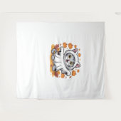 Kitten gekleed als een geest voor Halloween Classi Wandkleed (Voorkant (horizontaal))