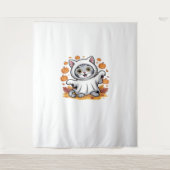 Kitten gekleed als een geest voor Halloween Classi Wandkleed (Voorkant)