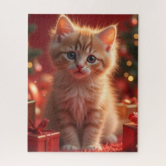 KITTEN GINGER KAT KERST JIGSAW PUZZEL (Verticaal)