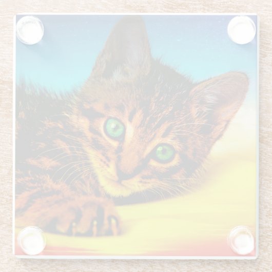 Kitten Glazen Onderzetter (Achterkant)