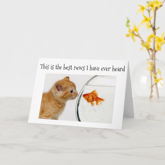 KITTEN/GOLDFISH ZIJN GESPONNEN-FECT VRIENDEN *40th Kaart (Gele Bloem)