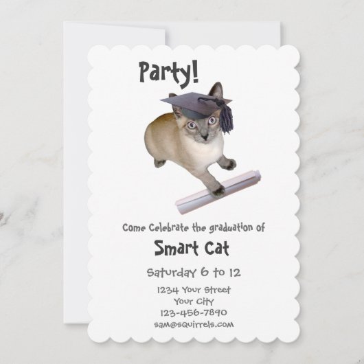 Kitten Graduation Party Invitation Kaart (Voorkant)