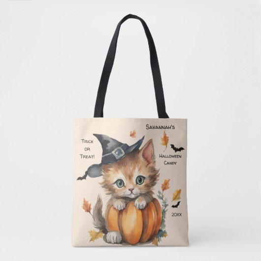 Kitten Halloween Snoep Tote Bag (Voorkant)