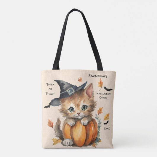 Kitten Halloween Snoep Tote Bag (Achterkant)