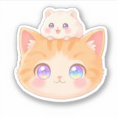 Kitten & Hamster Sticker | Happy Duo Friends (Voorkant)