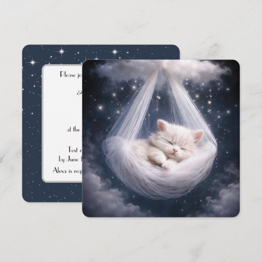 Kitten hangend aan een tule hangmat en wolk kaart (Voorkant / Achterkant)