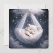 Kitten hangend aan een tule hangmat en wolk kaart (Voorkant)
