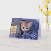 Kitten Happy 1st Birthday Kaart (Gele Bloem)