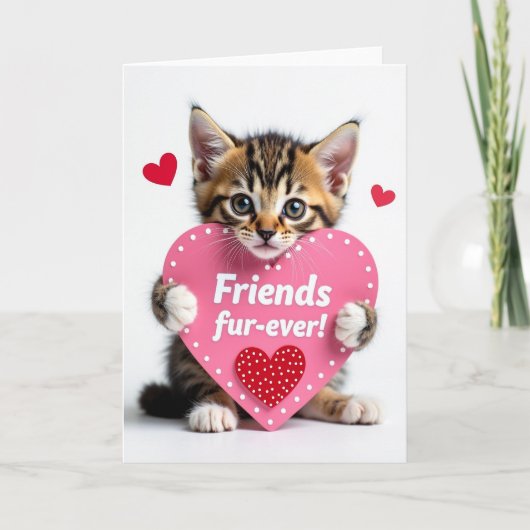 Kitten Hart Fur Ever Vrienden Kaart (Voorkant)