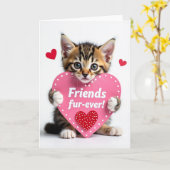 Kitten Hart Fur Ever Vrienden Kaart (Gele Bloem)
