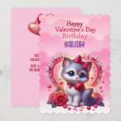Kitten Hart Verjaardag Valentijnsdag Feestdagenkaart (Voorkant / Achterkant)