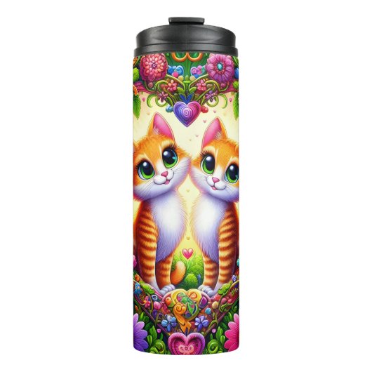 Kitten Heart Arch Spring Floral Thermosbeker (Voorkant)