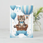 Kitten Heet Luchtballon Baby Shower 🐱 Kaart (Staand voorkant)
