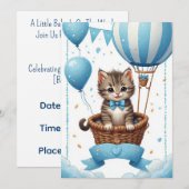 Kitten Heet Luchtballon Baby Shower 🐱 Kaart (Voorkant / Achterkant)