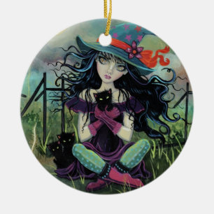 Kitten heks Fantasy Art van Molly Harrison Keramisch Ornament