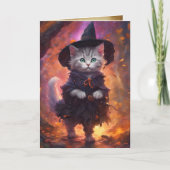Kitten heks, gelukkig Halloween Schattigee kat hek Kaart (Voorkant)