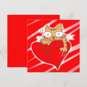 kitten houdt een groot hart grappige cartoon vast (Voorkant / Achterkant)